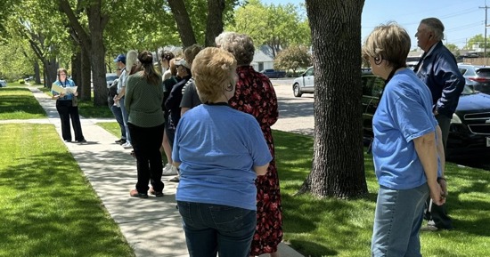 Dana Jelinek leads a tour of the Hargis House Neighborhood in May. Photo Credit: Hargis House Women’s Club