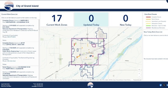 Grand Island Public Works Unveils Updates to Cone Zone Online Tool