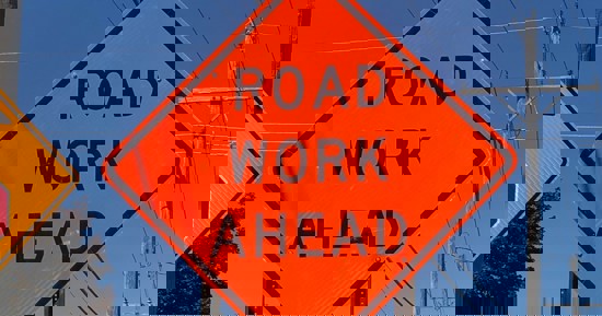 Road Work Ahead Sign